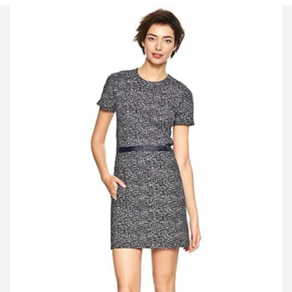 GAP Short Sleeve Abstract Print Shift Dress Zip-up Back